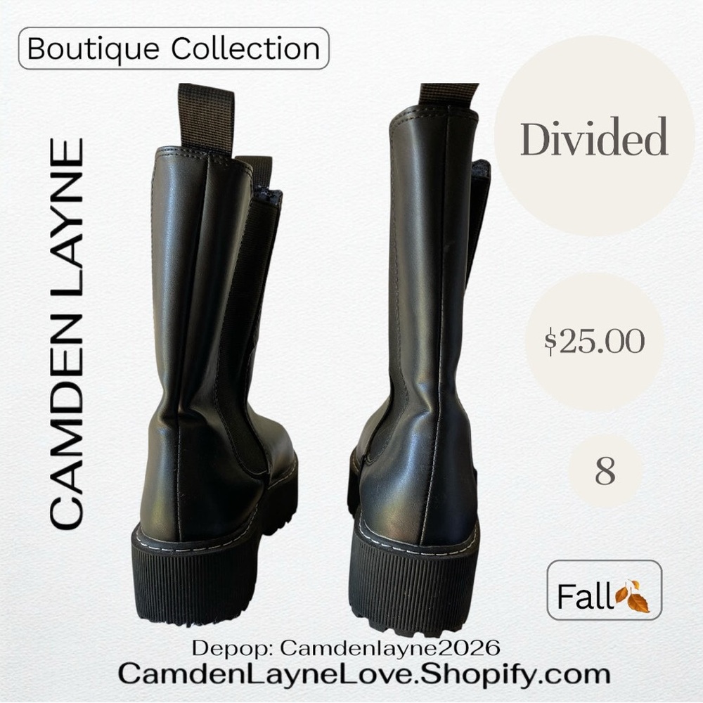 Divided Black Platform Ankle Boots(NEW) - Picture 4 of 5